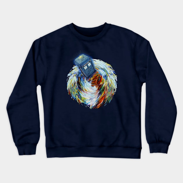 Blue Phone booth jump into time Vortex Crewneck Sweatshirt by Dezigner007